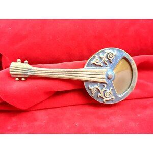 Vintage Miniature Brass Mandolin with Secret Compartment Made in Israel